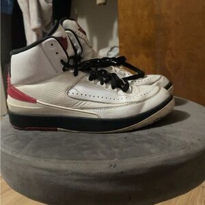 Nike White and Red High-Top Sneakers